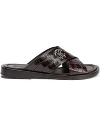 Roberto Cavalli - Crocodile-Effect Logo Sandals - Lyst