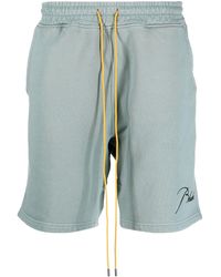 Rhude - Embroidered-logo Cotton Track Shorts - Lyst
