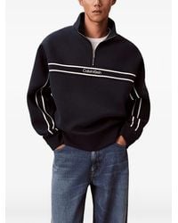 Calvin Klein - Zip Striped Sweatshirt - Lyst