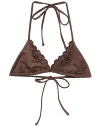Frankie's Bikinis - Floral-Appliqué Scalloped Bikini Top - Lyst