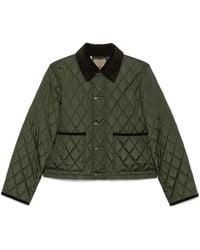 Burberry - Chaqueta Acolchada Verde Con Cuello De Pana, Mujer, Talla - Lyst