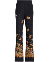 Etro - Printed Silk Trousers - Lyst