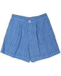 120% Lino - Short En Lin À Rayures Verticales - Lyst