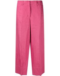 Max Mara - Pressed-Crease Linen Cropped Trousers - Lyst