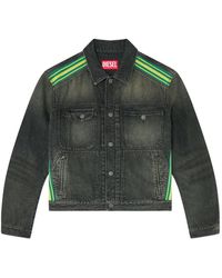 DIESEL - Trucker Jacket With Striped-Shoulder Bands - Lyst