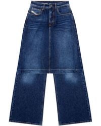 DIESEL - D-syren Wide-leg Skirt-panel Jeans - Lyst