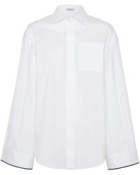 Brunello Cucinelli - Stretch-Cotton Poplin Shiny Cuff Shirt - Lyst