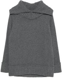 Victoria Beckham - Wide-Collar Ribbed Sweater - Lyst