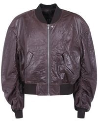 Rick Owens - Crinkled Leather Bomber Jacket - Lyst