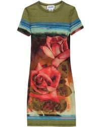 Jean Paul Gaultier - Rose-print mesh minidress - Lyst