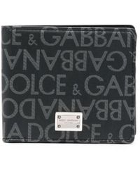 Dolce & Gabbana - Portafoglio bi-fold con logo jacquard - Lyst