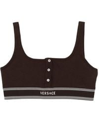 Versace - Brassière Côtelée En Jersey De Coton - Lyst