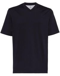 Brunello Cucinelli - Camiseta de algodón con cuello en V - Lyst