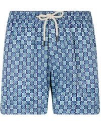 Peninsula - Gaiola Island Geometric-Print Drawstring-Fastening Swim Shorts - Lyst