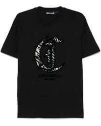 Just Cavalli - Flocked-Logo T-Shirt - Lyst