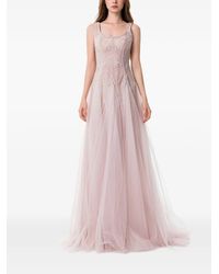 Dina Melwani - Crystal-Embellished Tulle Maxi Dress - Lyst