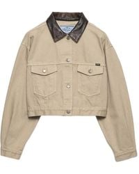 Prada - Cropped Old Denim Jacket - Lyst