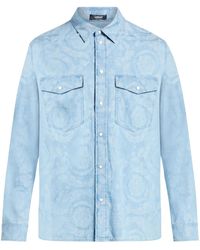 Versace - Jeanshemd Mit Barocco-Print - Lyst