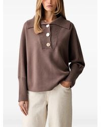 Joseph Ribkoff - Button-Up Ribbed-Collar Sweater - Lyst