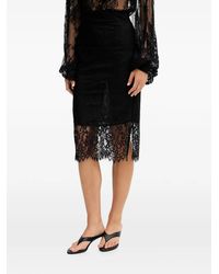 ViCOLO - Lace-Overlay Scalloped-Edge Midi Skirt - Lyst