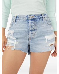 Free People - Shorts Denim Con Effetto Vissuto - Lyst