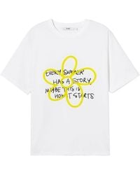 B+ AB - Slogan-floral Print T-shirt - Lyst