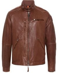 Parajumpers - Justin Zip-up Leather Jacket - Lyst