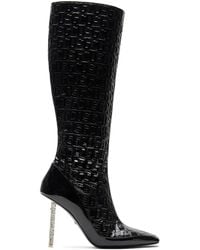 Gcds - 100Mm Monogram-Pattern Leather Boots - Lyst