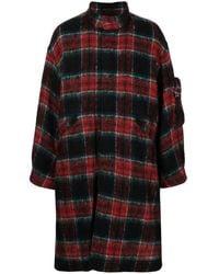 Undercover - Check-Pattern Zip-Front Midi Coat - Lyst