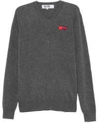COMME DES GARÇONS PLAY - Heart-Patch V-Neck Sweater - Lyst
