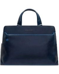 Piquadro - Leren Laptoptas Met Handgreep - Lyst