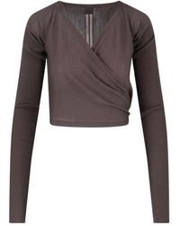 Rick Owens - Tie-Front Ribbed Cardigan - Lyst