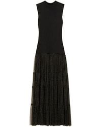 Twinset - Long Sleeveless Knit Dress With Plumetis Tulle - Lyst