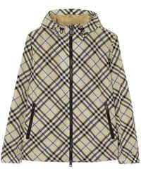 Burberry - Check Nylon Hooded Jacket - Lyst