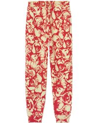 Burberry - Rose-pattern Wool Track Pants - Lyst