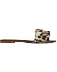 Dolce & Gabbana - Leo-Print Flat Slippers - Lyst