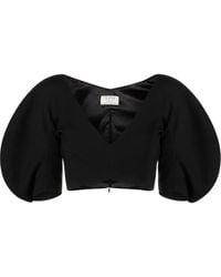 V:PM ATELIER - Swirl Puff-Sleeve Crop Top - Lyst