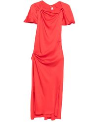 Victoria Beckham - Draped-shoulder midi dress - Lyst