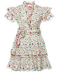 Celiab - Haze Ruffled Bow Cotton Mini Dress - Lyst