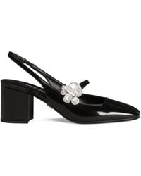 Dolce & Gabbana - 60Mm Embellished Polished Leather Slingback Pumps - Lyst