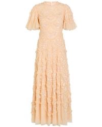 Needle & Thread - Carmen Sequin-Embellished Ruffled Dress - Lyst