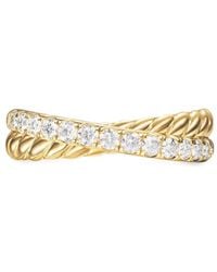 David Yurman - 18Kt Crossover Two Row Diamond Ring (5Mm) - Lyst