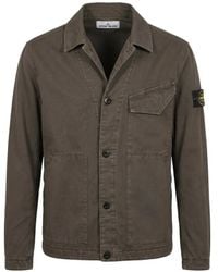 Stone Island - Logo-Patch Button-Up Jacket - Lyst