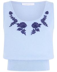 Rabanne - Floral-Embroidery Tank Top - Lyst