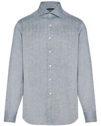 Barba Napoli - Herringbone-Weave Long-Sleeve Shirt - Lyst