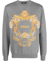 Versace - Pull en maille intarsia à col rond - Lyst