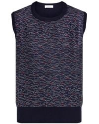 Ferragamo - Knitted Top With Silk Panel Detail - Lyst