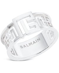 Balmain - 18kt White Gold Labyrinth Frieze Ring - Lyst