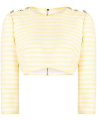 Zimmermann - Embroidered-striped Cropped Top - Lyst
