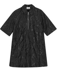 Ganni - Short-Sleeve Cloqué Mini Dress - Lyst